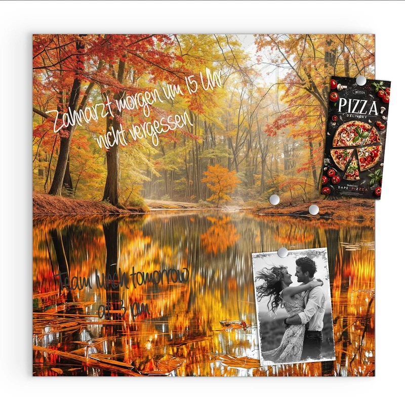 Magnettafel - Herbstwald am See