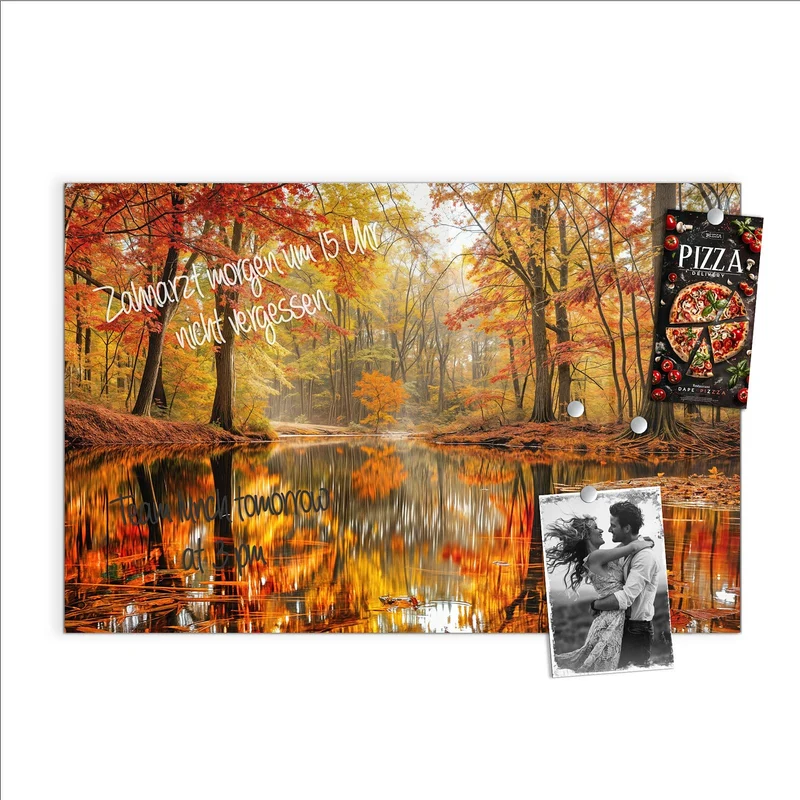 Magnettafel - Herbstwald am See