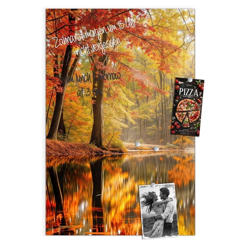 Magnettafel - Herbstwald am See