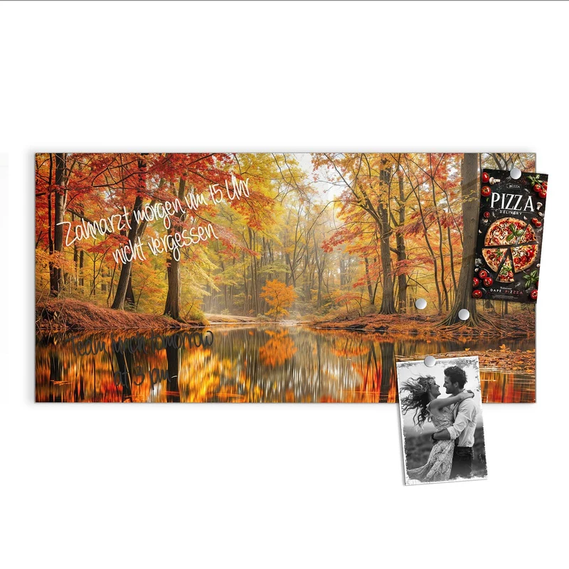 Magnettafel - Herbstwald am See