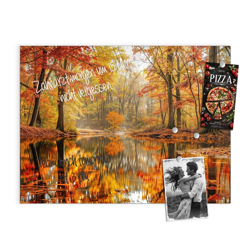 Magnettafel - Herbstwald am See