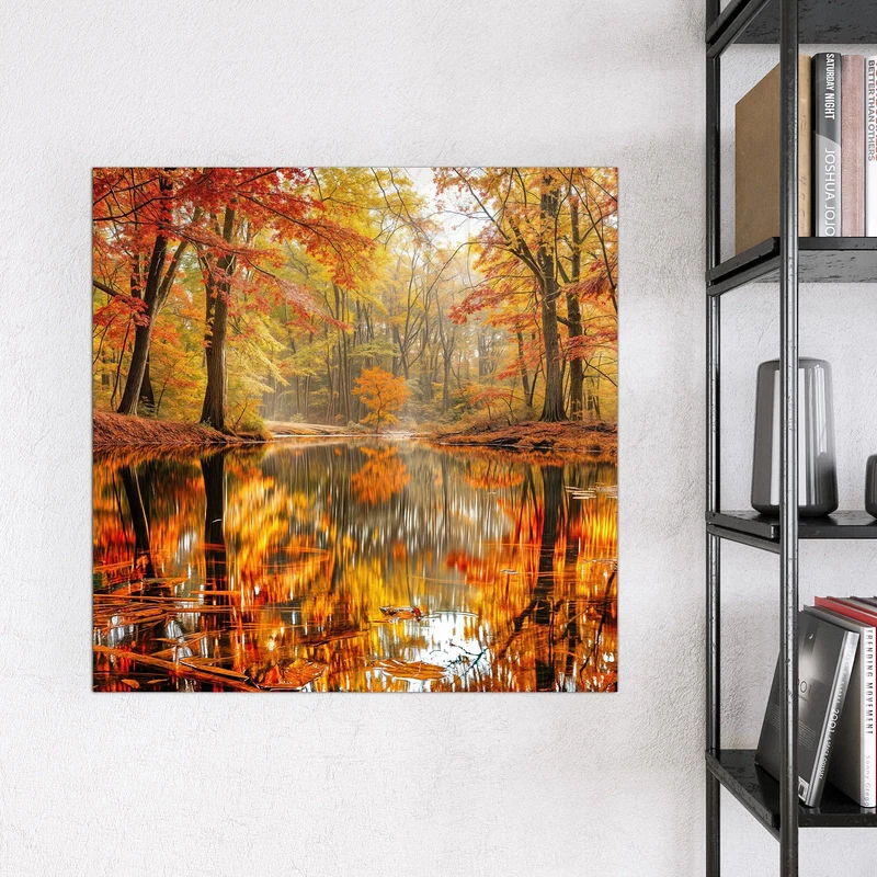 Magnettafel - Herbstwald am See