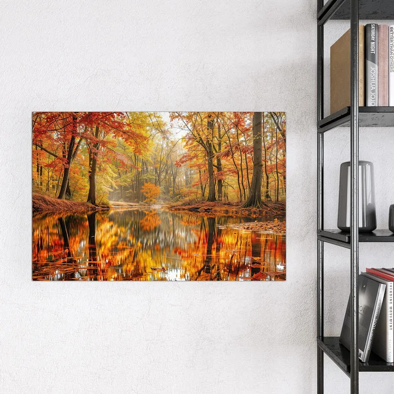 Magnettafel - Herbstwald am See