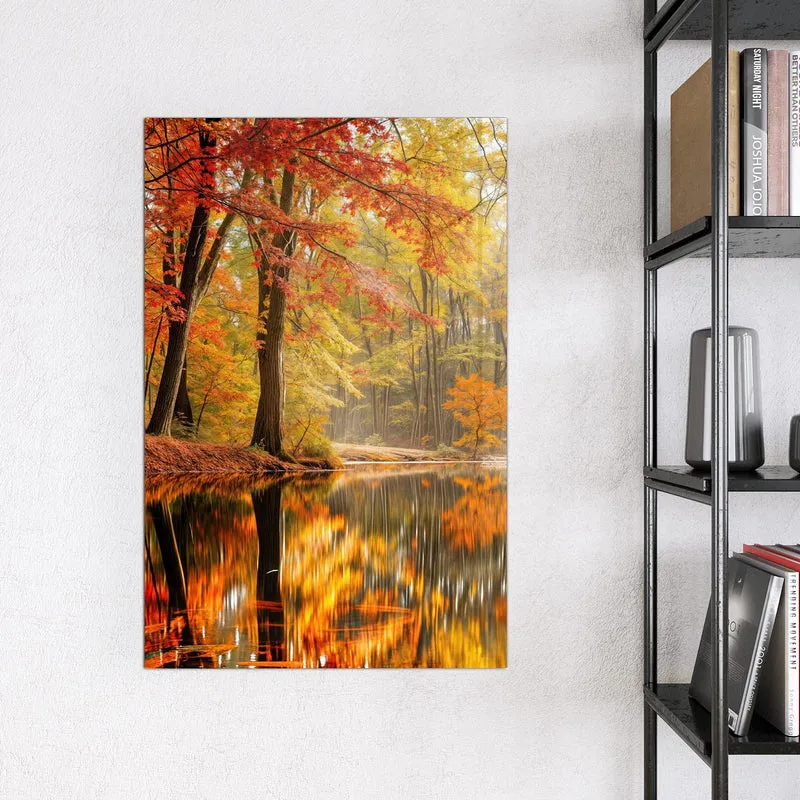 Magnettafel - Herbstwald am See