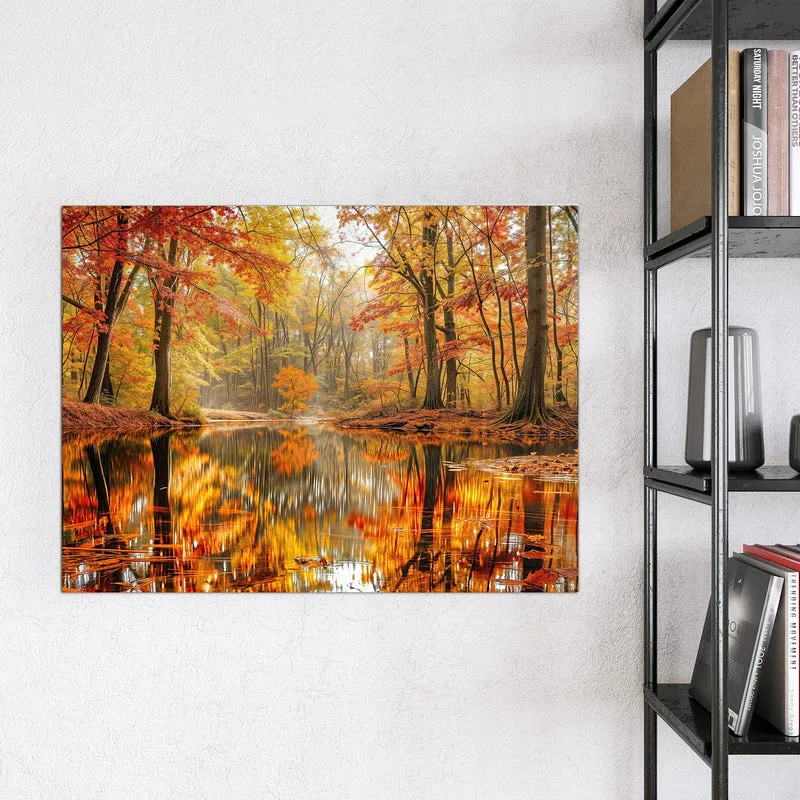 Magnettafel - Herbstwald am See
