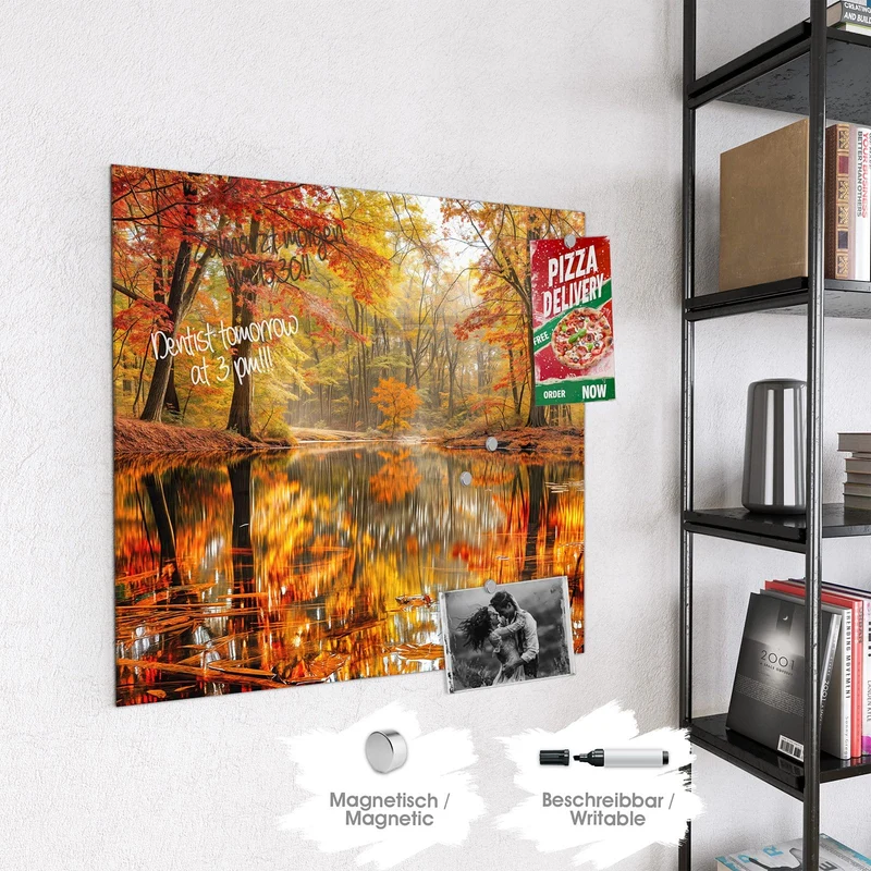 Magnettafel - Herbstwald am See