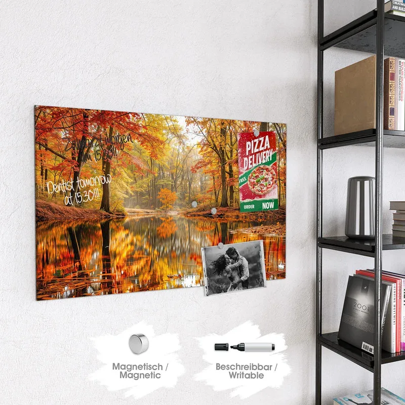 Magnettafel - Herbstwald am See