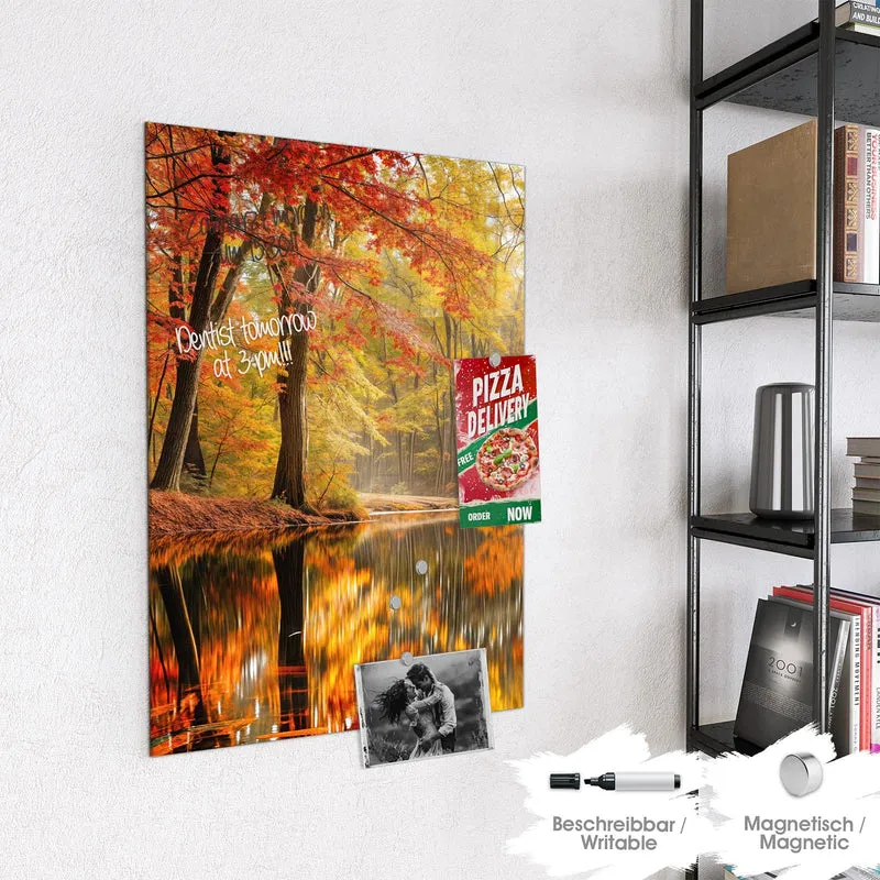 Magnettafel - Herbstwald am See