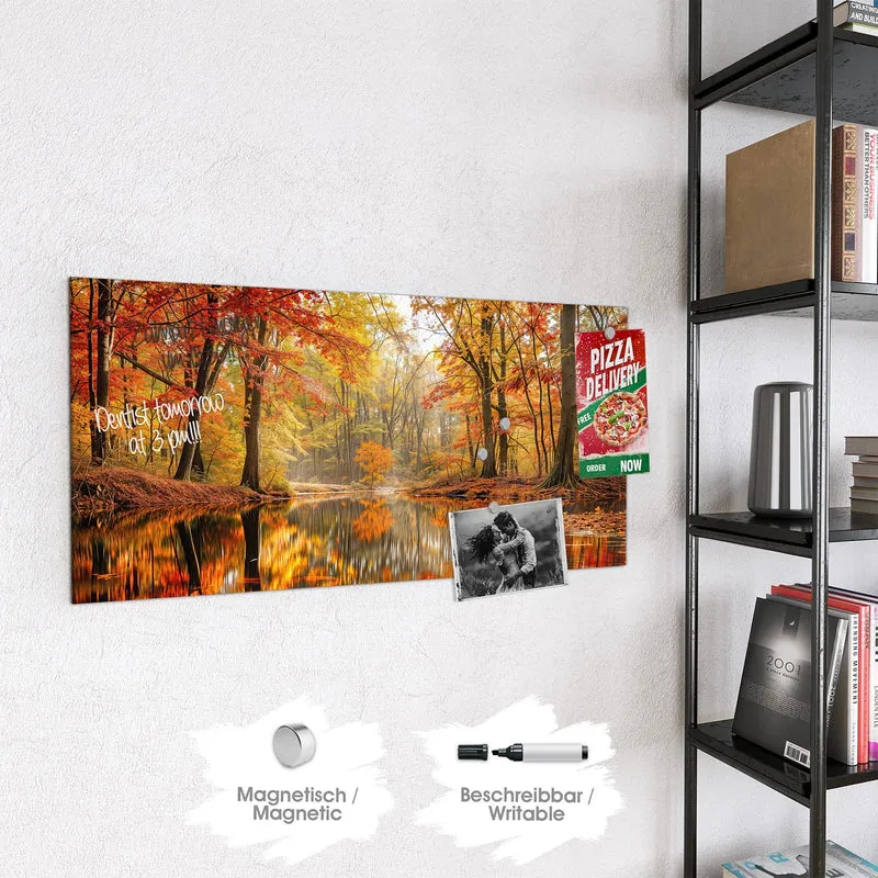 Magnettafel - Herbstwald am See