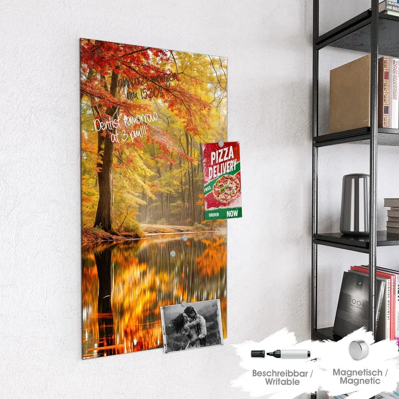 Magnettafel - Herbstwald am See