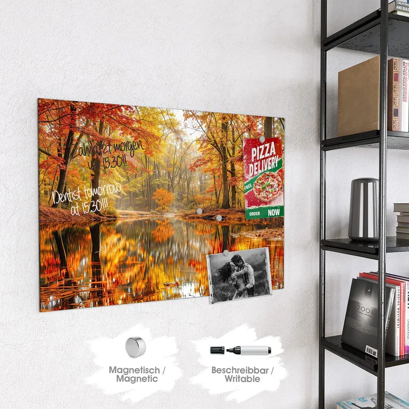 Magnettafel - Herbstwald am See