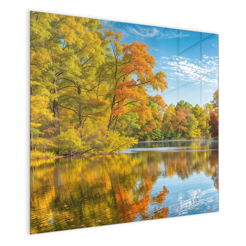 Magnettafel - Spiegelung im Herbstsee