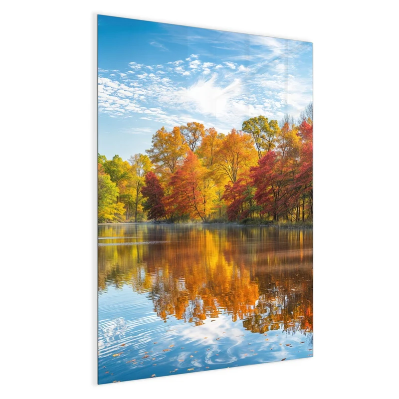 Magnettafel - Spiegelung im Herbstsee