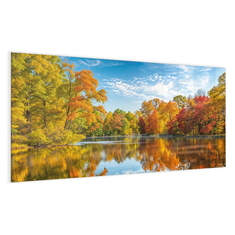 Magnettafel - Spiegelung im Herbstsee