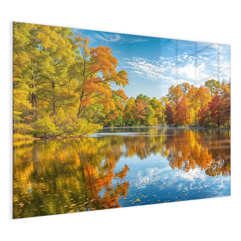 Magnettafel - Spiegelung im Herbstsee