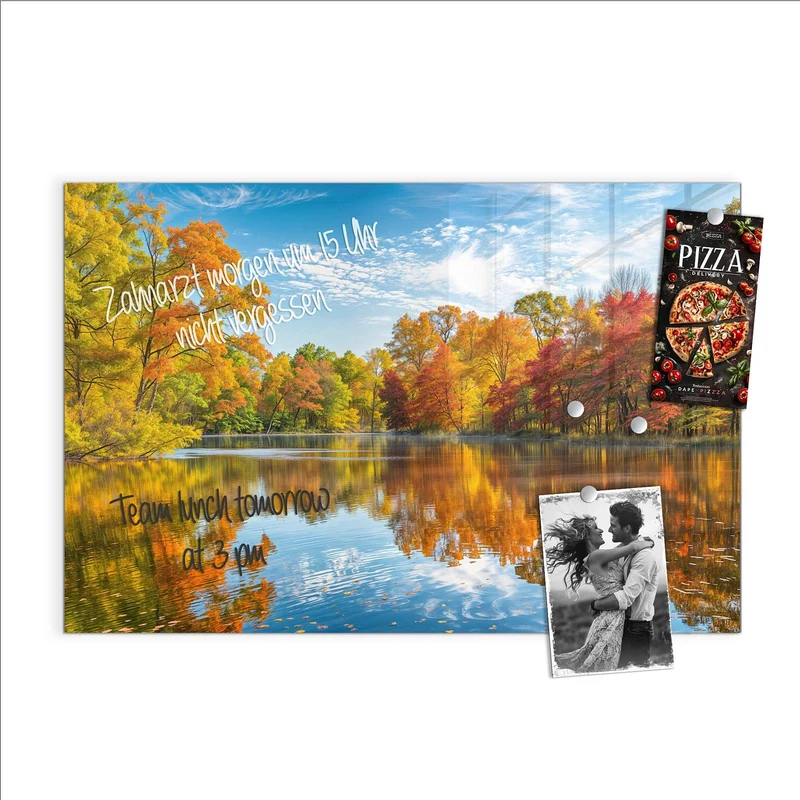 Magnettafel - Spiegelung im Herbstsee