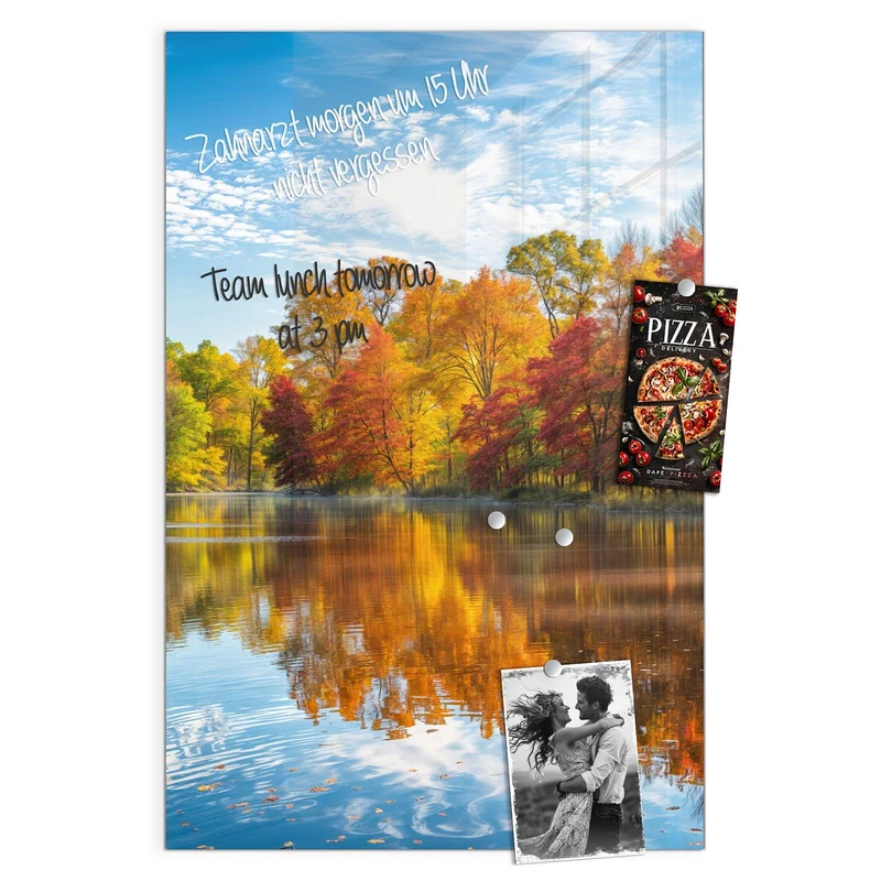 Magnettafel - Spiegelung im Herbstsee