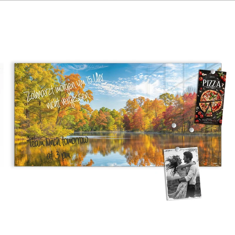Magnettafel - Spiegelung im Herbstsee