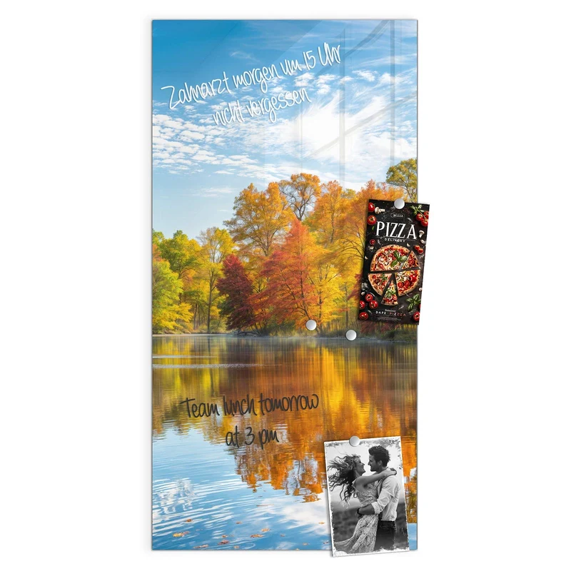 Magnettafel - Spiegelung im Herbstsee