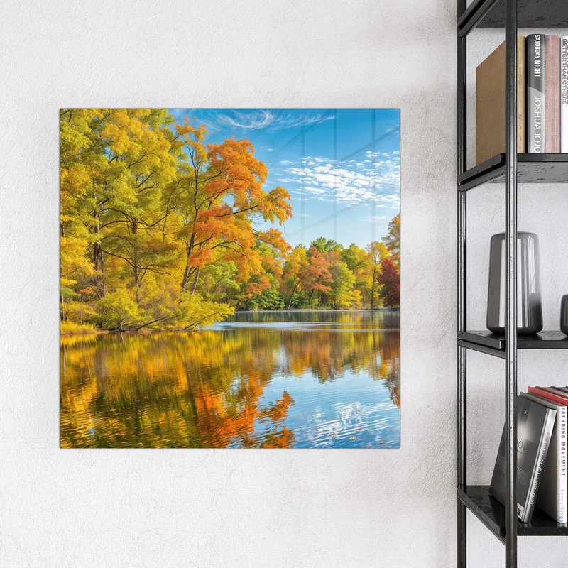 Magnettafel - Spiegelung im Herbstsee