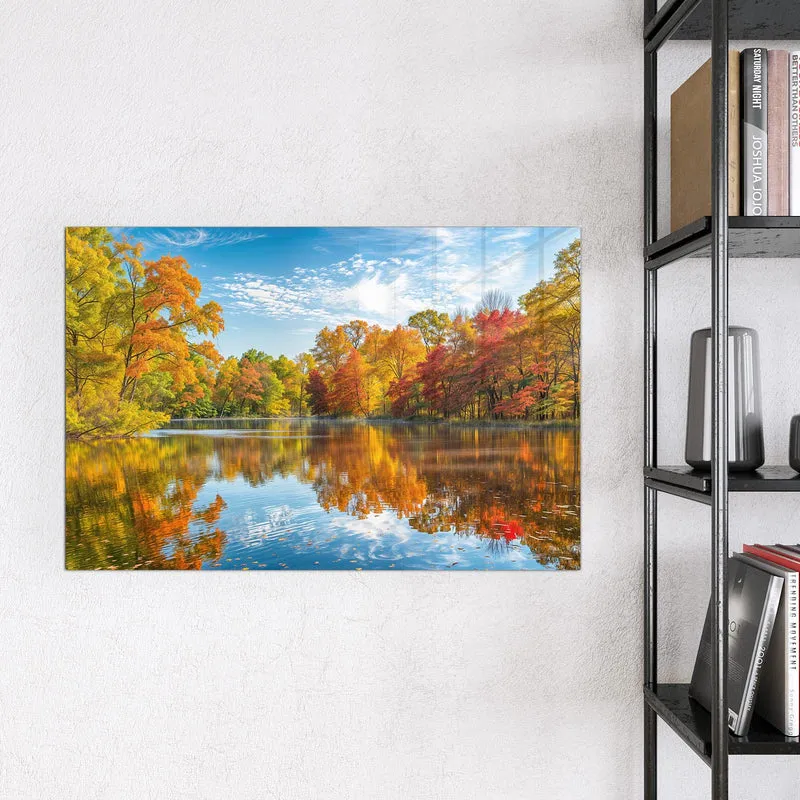 Magnettafel - Spiegelung im Herbstsee