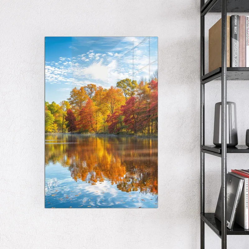 Magnettafel - Spiegelung im Herbstsee