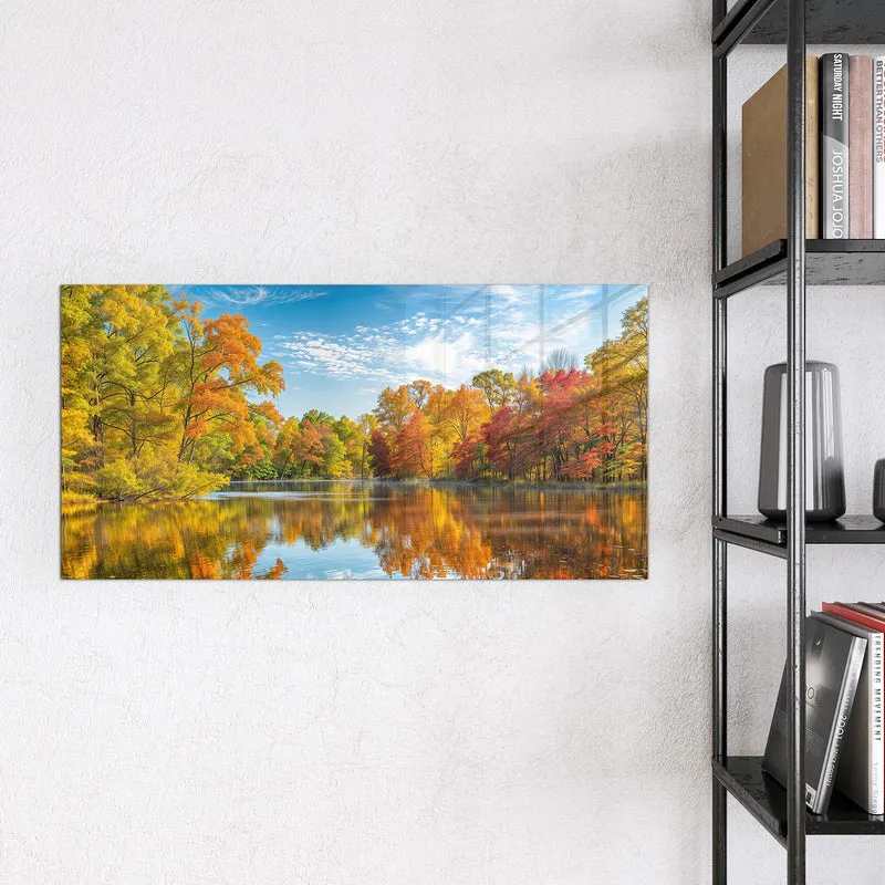 Magnettafel - Spiegelung im Herbstsee