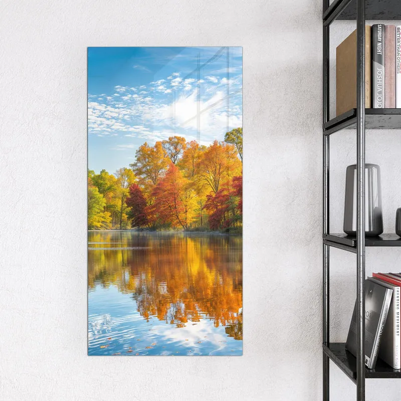 Magnettafel - Spiegelung im Herbstsee
