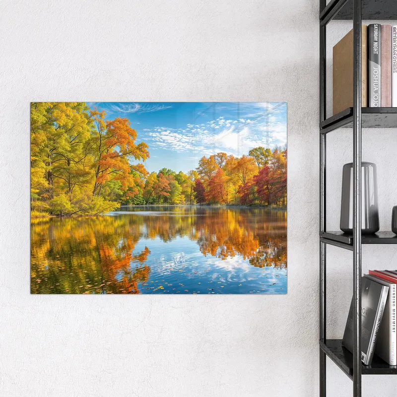 Magnettafel - Spiegelung im Herbstsee