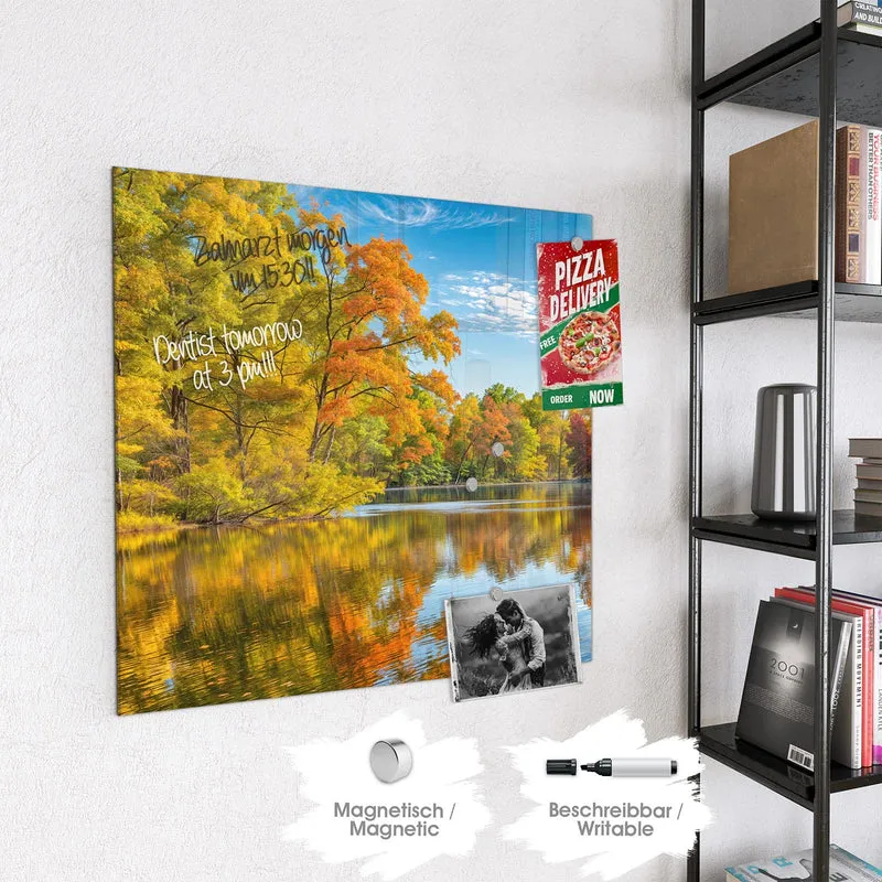 Magnettafel - Spiegelung im Herbstsee