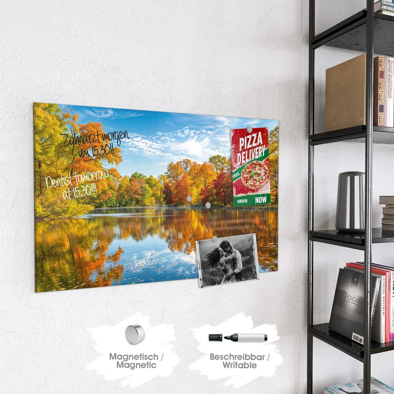 Magnettafel - Spiegelung im Herbstsee