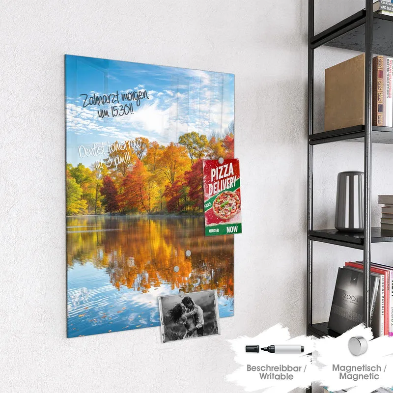 Magnettafel - Spiegelung im Herbstsee