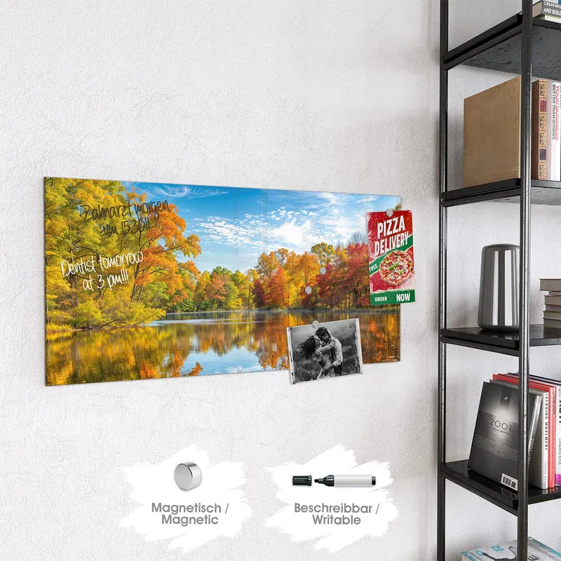 Magnettafel - Spiegelung im Herbstsee