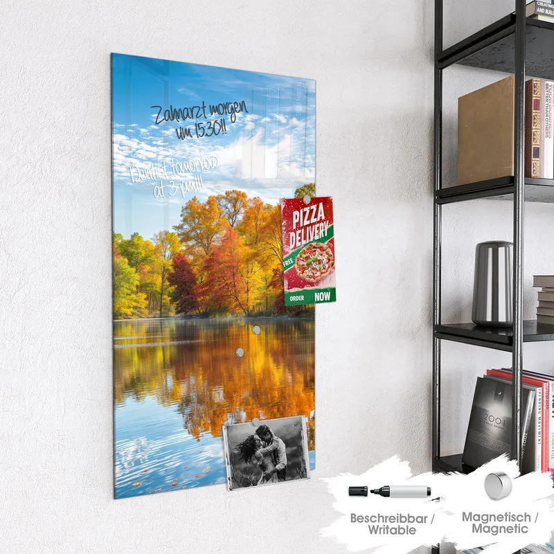 Magnettafel - Spiegelung im Herbstsee