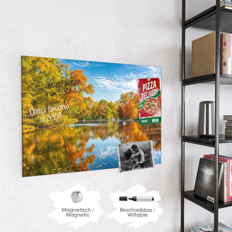 Magnettafel - Spiegelung im Herbstsee