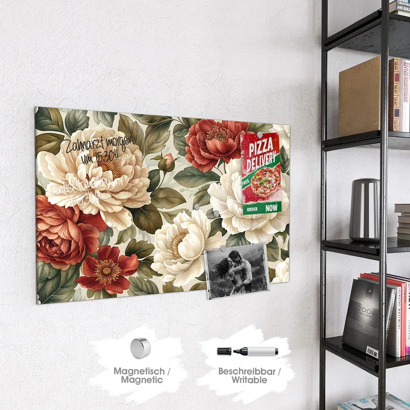 Magnettafel - Pfingstrosenmuster