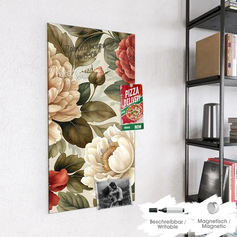 Magnettafel - Pfingstrosenmuster