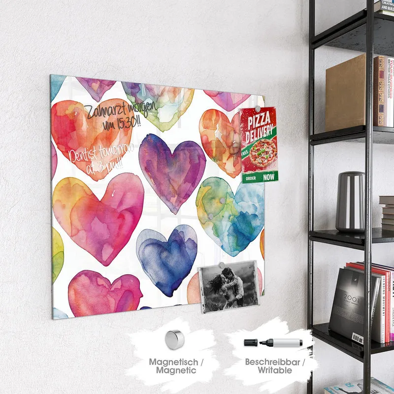 Magnettafel - Aquarellherzen