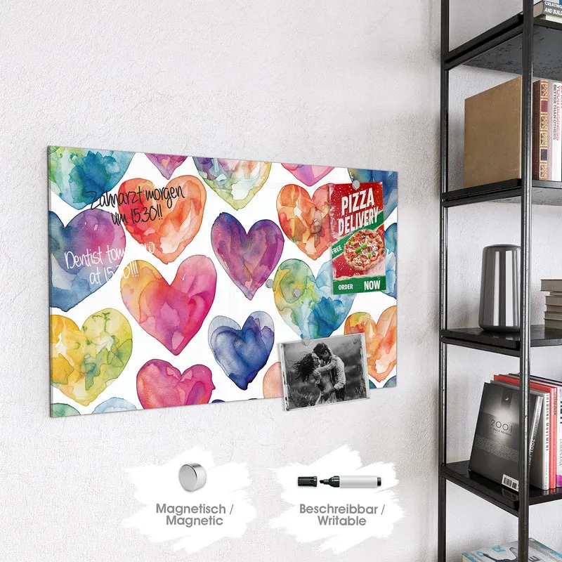 Magnettafel - Aquarellherzen