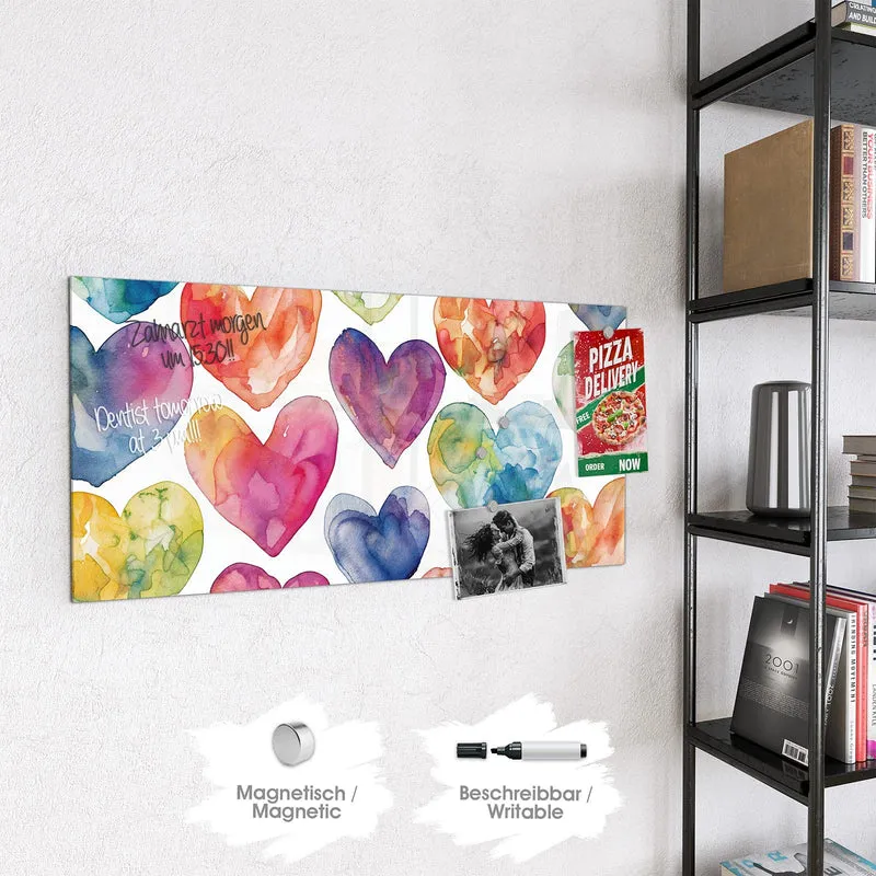 Magnettafel - Aquarellherzen