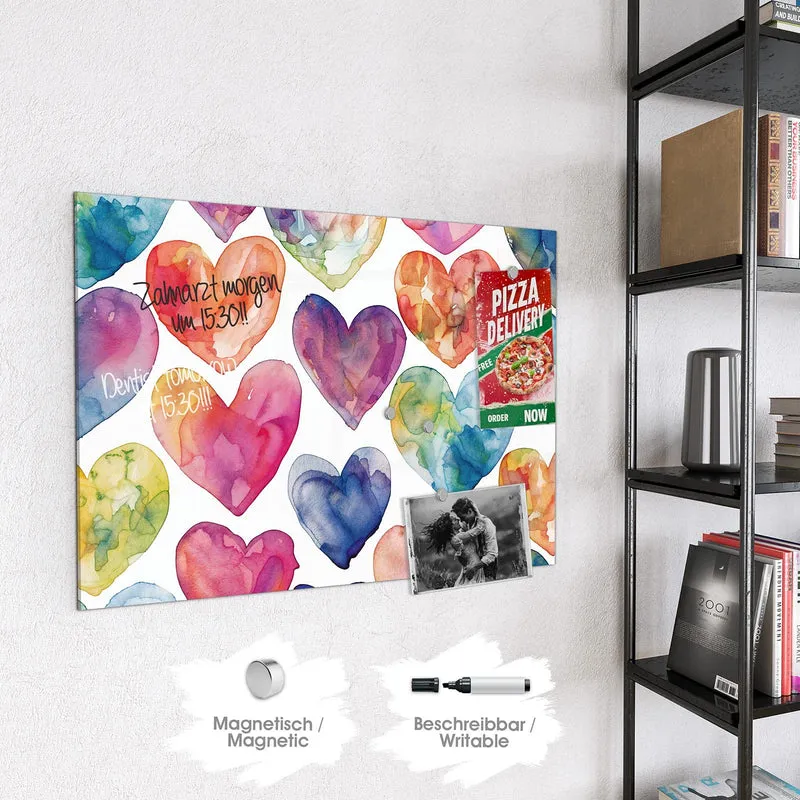 Magnettafel - Aquarellherzen
