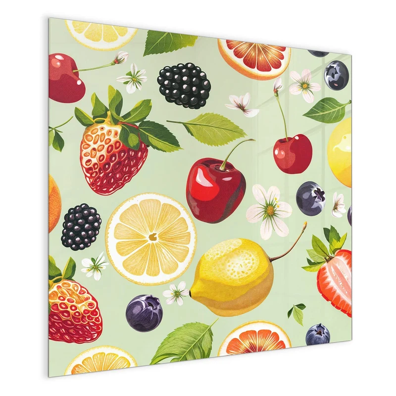 Magnettafel - Früchte auf Pastellgrün