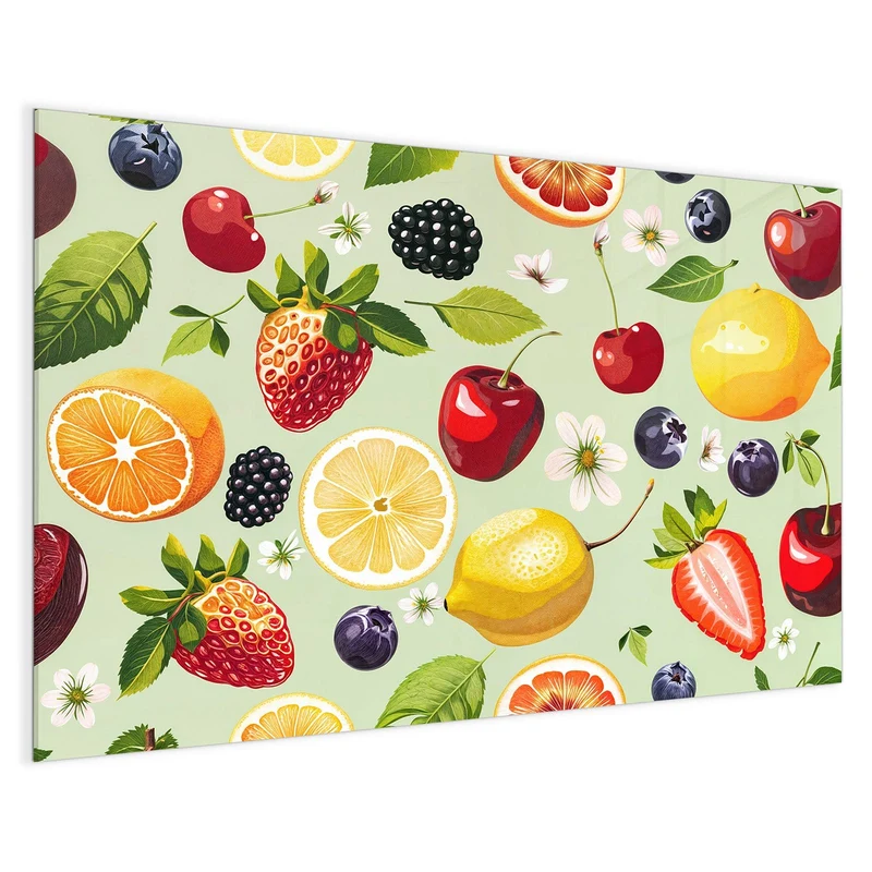 Magnettafel - Früchte auf Pastellgrün