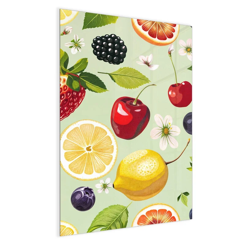 Magnettafel - Früchte auf Pastellgrün