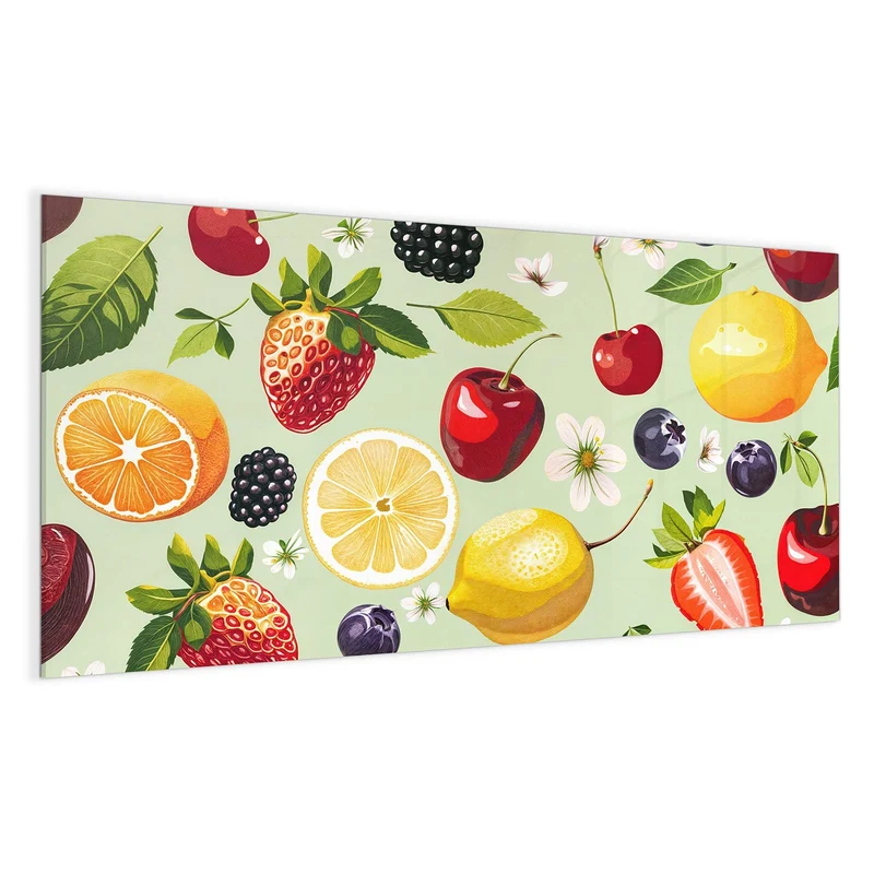 Magnettafel - Früchte auf Pastellgrün