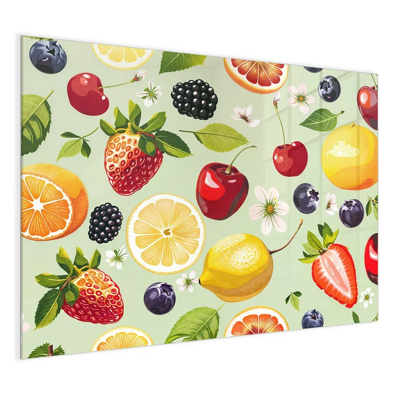 Magnettafel - Früchte auf Pastellgrün