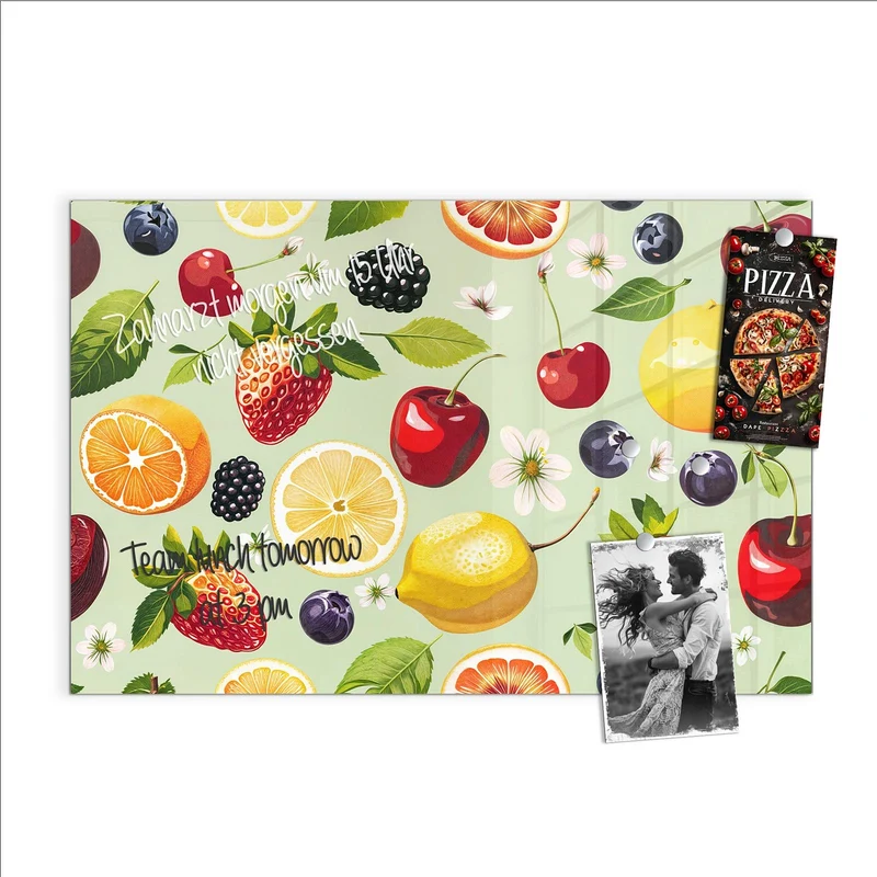 Magnettafel - Früchte auf Pastellgrün