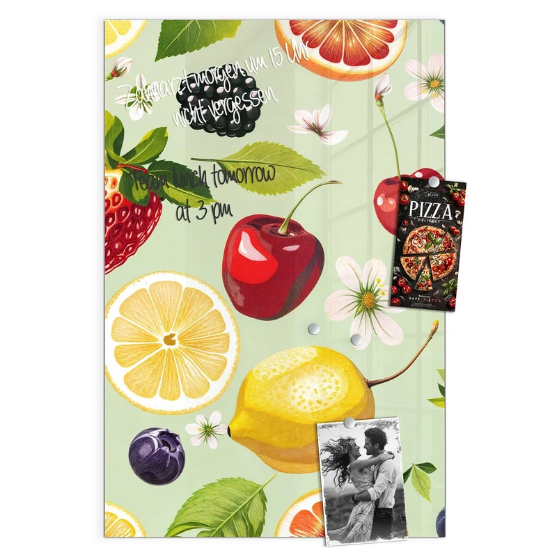 Magnettafel - Früchte auf Pastellgrün