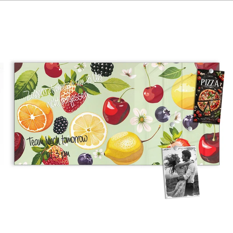 Magnettafel - Früchte auf Pastellgrün