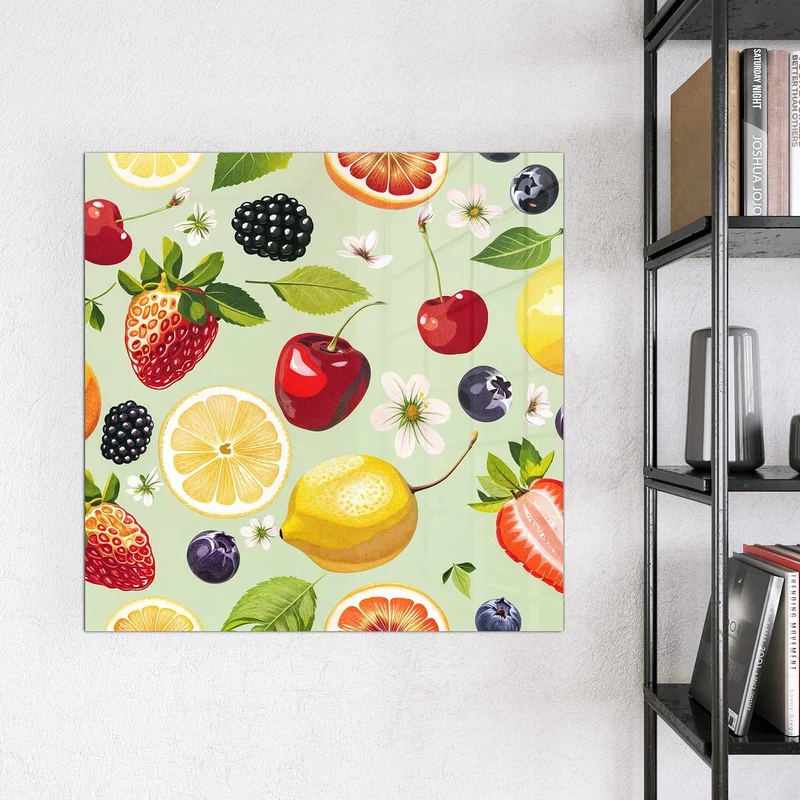 Magnettafel - Früchte auf Pastellgrün